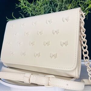 Betsey Johnson Coquette Bow Crossbody Bag Cream Cute Bows Mini Purse NWT